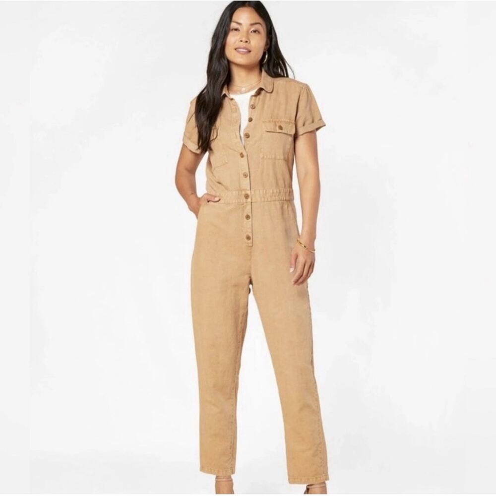 Outerknown S.E.A. Jumpsuit Sand Sz L Cotton/Linen Blend NWT $188 Utility Casual